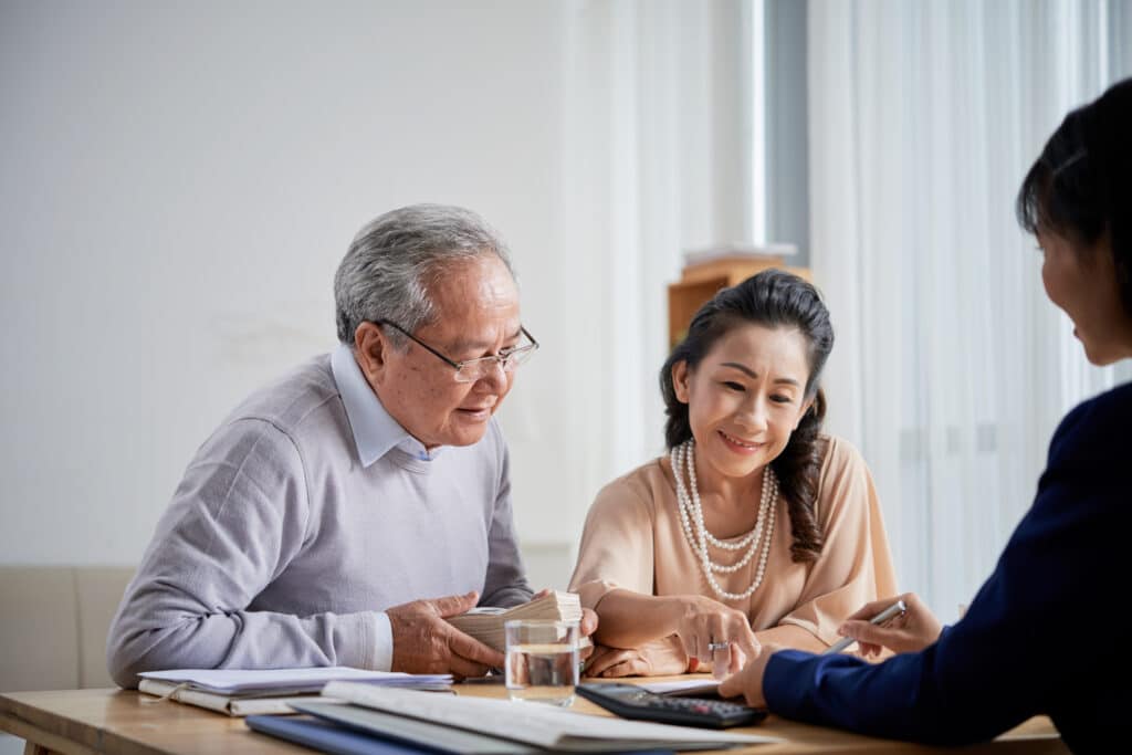 senior couple buying real estate